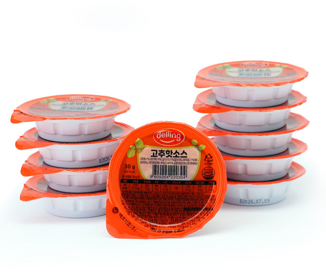 [델링] 고추핫소스 10개 묶음, 30g