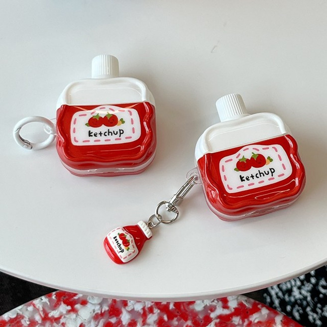 [키링set] 귀여운 토마토주스 입체 에어팟케이스 유니크 인스타 우정템 선물 깜찍한 귀여운 데일리 커플 1세대 2세대 3세대 프로2 4세대 과일 우정, 에어팟 프로/프로2, [입체] 토마토주스 케이스만