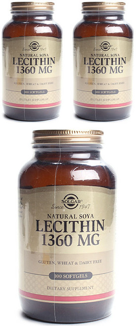 SOLGAR 卵磷脂軟膠囊 1360mg, 100顆, 3罐