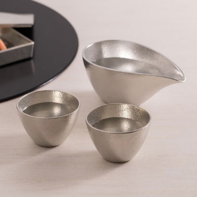 노사쿠 카타쿠치 구이노미 주석 사케잔 세트 술잔 도쿠리 술병, 1세트