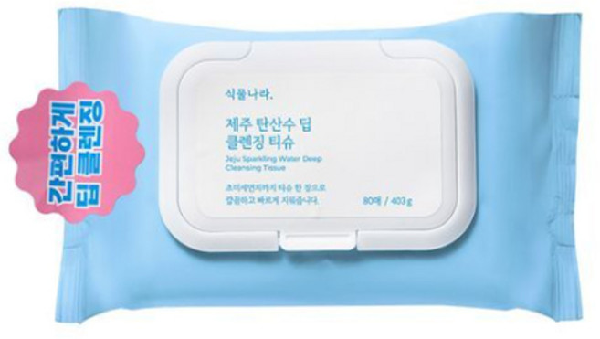 식물나라 제주탄산수 퀵앤딥 클렌징티슈 100매, 80매입, 1개