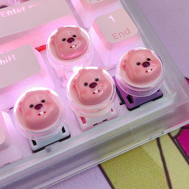 잔망루피 애니메이션 캐릭터 게이밍 커스텀 키보드 키캡 인테리어, 4pc keycap