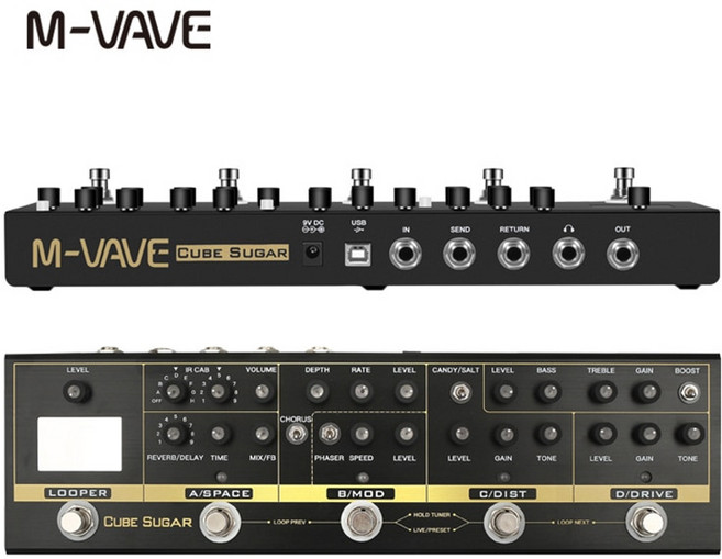 멀티이펙터 기타 일렉 M-vave 큐브 슈가 이펙트 IR 디지털 딜레이 리버브 아날로그 오버드라이브, 1개