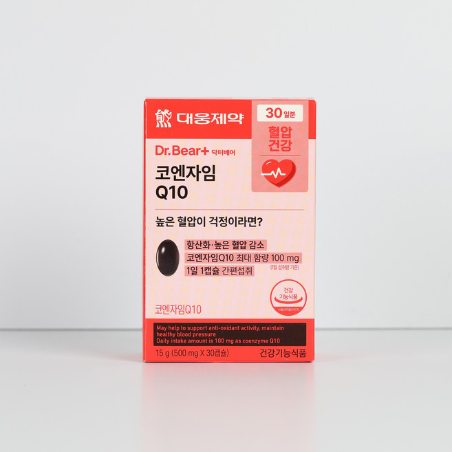 대웅제약 코엔자임 Q10 30캡슐 (30일분)황산화 혈압 감소 코엔자임Q10 100mg, 30회분, 1박스