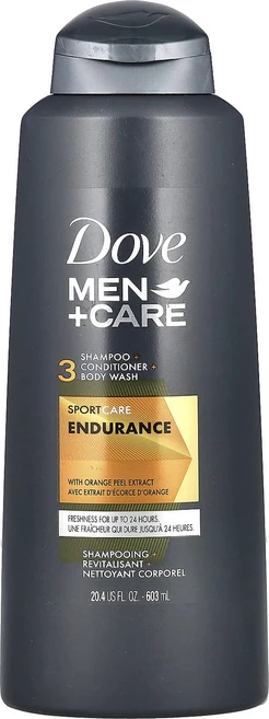 Dove 맨+케어 3 in 1 샴푸 + 컨디셔너 + 바디 워시 SportCare 지구력 향상 오렌지 껍질 추출물 함유 603ml(20.4fl oz), Dove맨케어3in1샴푸컨디셔너바디워시SportCare, 1개 - 쿠팡