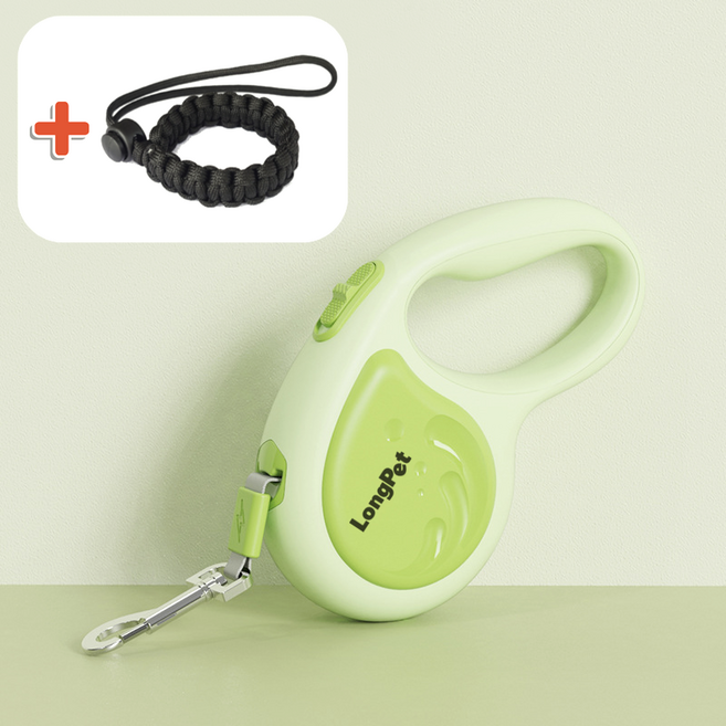 롱펫 고급형 강아지 자동리드줄 360도 꼬임방지 + 이탈방지 손목밴드 세트, 그린, 1개