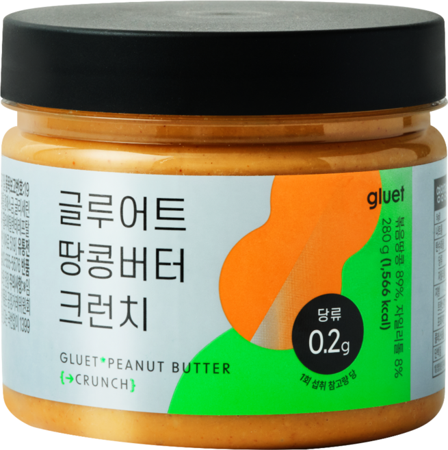 글루어트 무가당 고단백 땅콩버터 100% 크런치, 1개, 280g