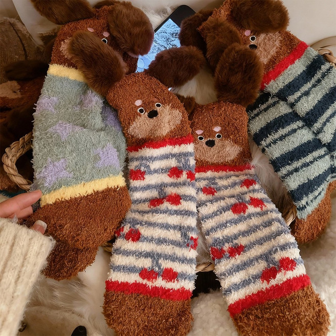 MJLP 여성 귀여운 자수 봄여름 양말 중목 양말 장목 양말 중목 양말 흰양말 운동 면 양말 5족 세트