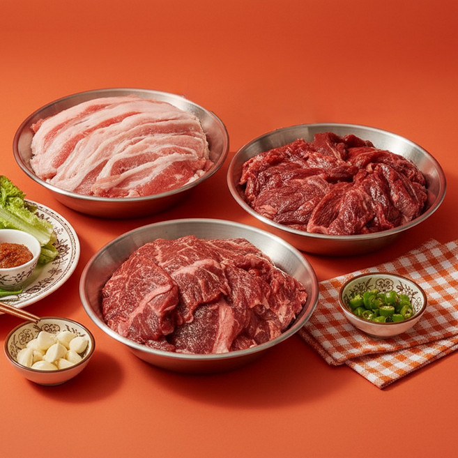 맛춤상회 가성비 소고기 모듬 (토시살+안창살+우삼겹) 200g 소분포장, 3개, 1세트