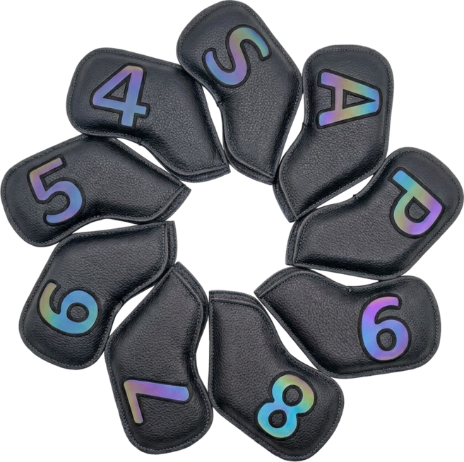 캐디샵 남자 여성 아이언커버 세트, 1세트, 블랙