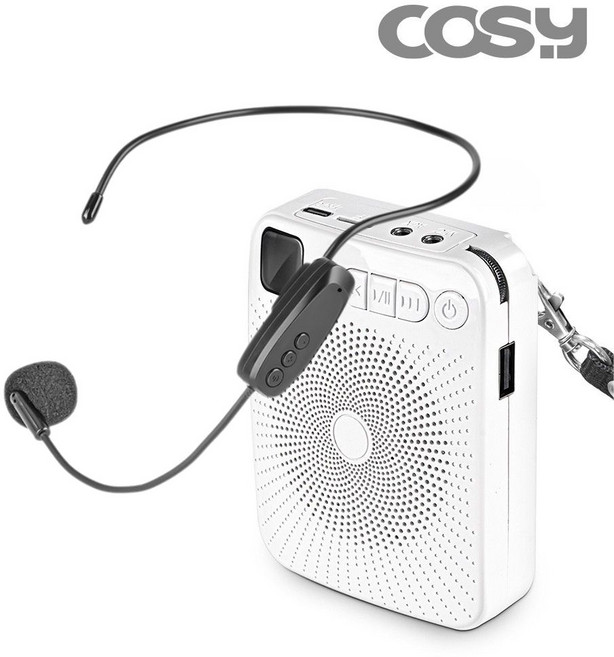 코시 휴대용 무선 마이크 확성기 강의용 수업용 블루투스 앰프 스피커, 화이트