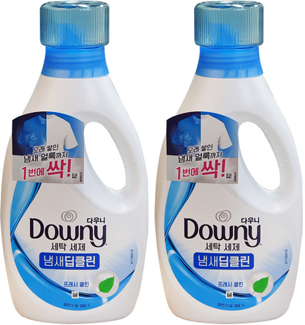 다우니 프리미엄 액체형 세제 냄새딥클린 블루 1.0L 2개, 1L