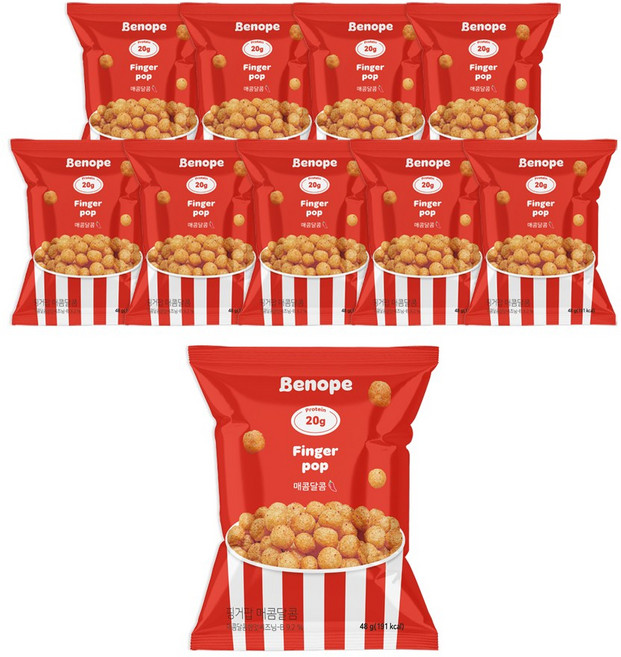 베노프 핑거팝 고단백스낵 매콤달콤 10개묶음, 48g, 10개