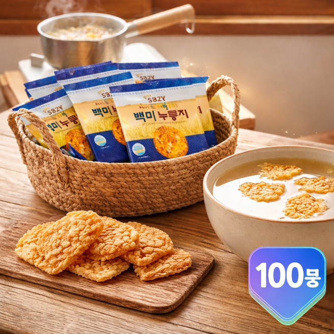 김선애 오병이어 백미 누룽지 양면으로 구운 누룽지 과자 간편 식사대용, 29.9g, 100개
