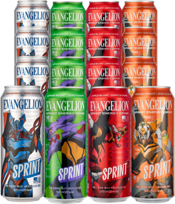 클룹 스프린트 에반게리온 에너지드링크 4종 24개 세트, 애플6+레몬6+자몽6+오렌지