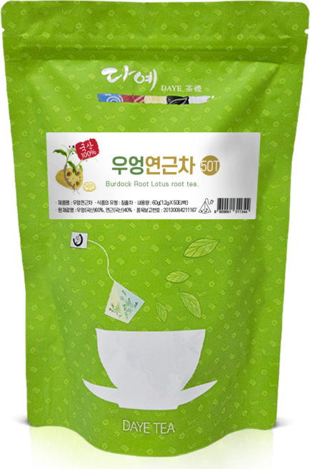 [본사직영] 다예 100%국산 우엉 연근차 생분해 삼각티백, 5개, 50개입, 1.2g