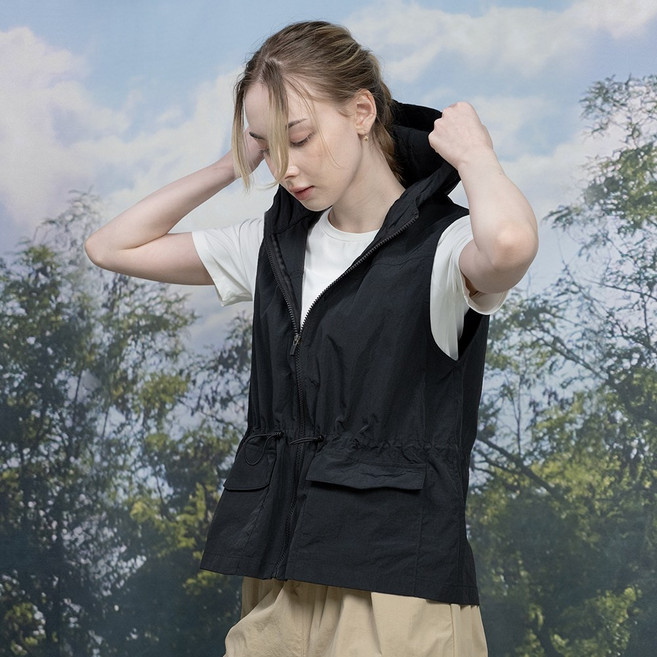 뒤란 가볍고 시원한 여름 집업베스트~뱃살 완벽 커버 조끼@봄~여름 베스트~리츠 후드 유틸리티 집업 베스트 5136~여성 요가커버업_뉴코아울산점 뒤란