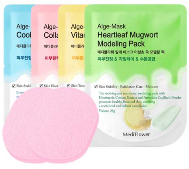 메디플라워 규조토 일회용 모델링팩 풀패키지 28g(해면2개포함), 1개, 4개입