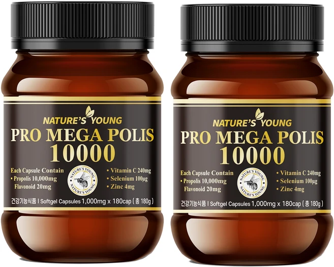 호주 네이쳐스영 프로폴리스 10000mg 함량 10배, 2개, 180정 - 쿠팡