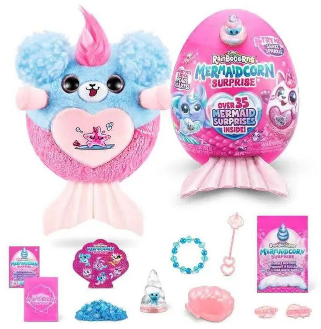 ZURU 레인보콘 인어콘 시리즈 7 토끼 유니콘 매직 서프라이즈 계란 박제 동물 수집용 봉제 소녀 생일 선물, B, 1개