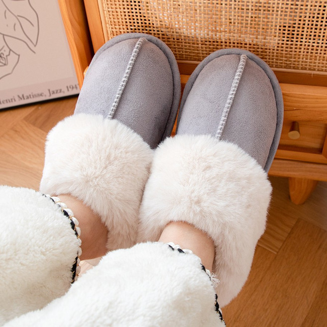 빅무드 포근 털슬리퍼 겨울 방한 남녀공용 실내화 사무실화 거실화 층간소음