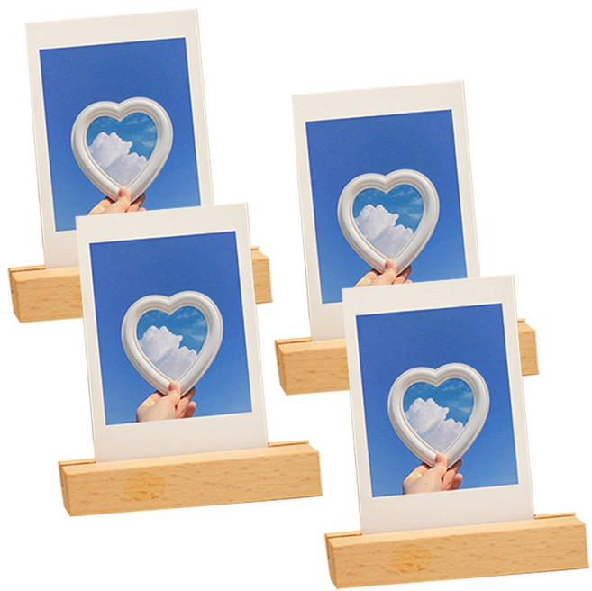 감성리빙 원목 명함 꽂이 사진 거치대 엽서 홀더 4P, 1세트