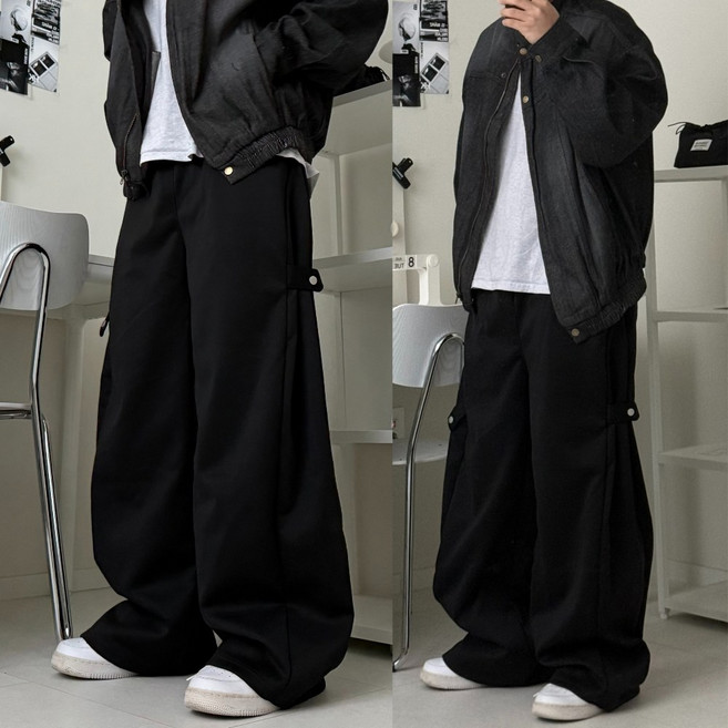 르위 데일리 사이드 스냅 스웻팬츠 빅사이즈