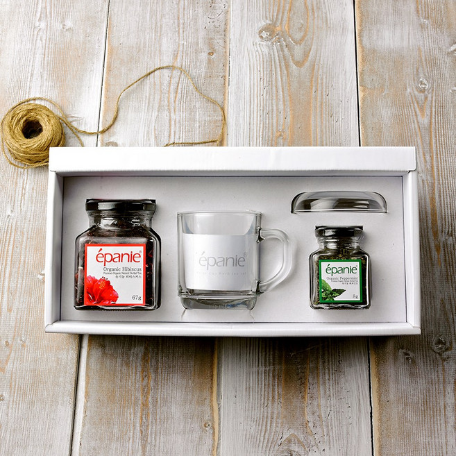 에빠니 허브차 필터컵 선물세트 1호, 히비스커스 67g + 페퍼민트 8g + 필터컵, 1개