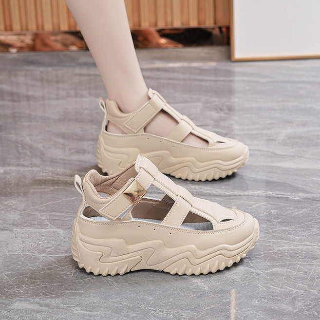 BROWMODA 여성 키높이 펀칭 캐주얼 운동화 샌들