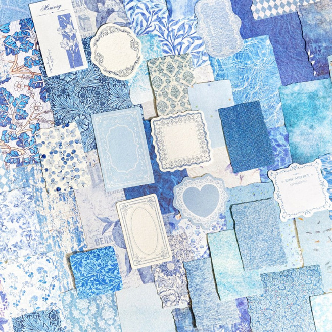 올리브파티 페이퍼포스트 시리즈 감성 빈티지 다꾸 배경지 메모지 100매 세트, 1세트, 블루