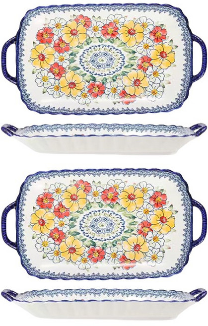 BLOWFISHFUGU 폴란드생선접시 사각 생선접시 스테이크접시 직사각 접시 32CM, 2개, 블루