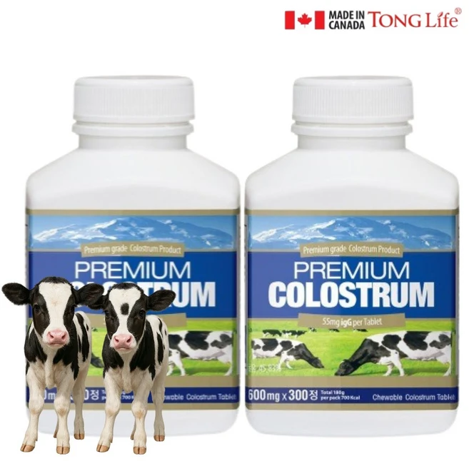 뉴질랜드 직수입 통라이프 프리미엄 초유 타블렛 씹어먹는 단백질 igG, 2개, 300정 - 쿠팡