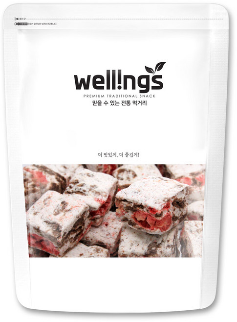 웰링스 대용량 설화 눈꽃 마시멜로우 누가 동결건조 과일 과자 디저트 쫀득 쿠키 초코딸기맛, 1개, 600g