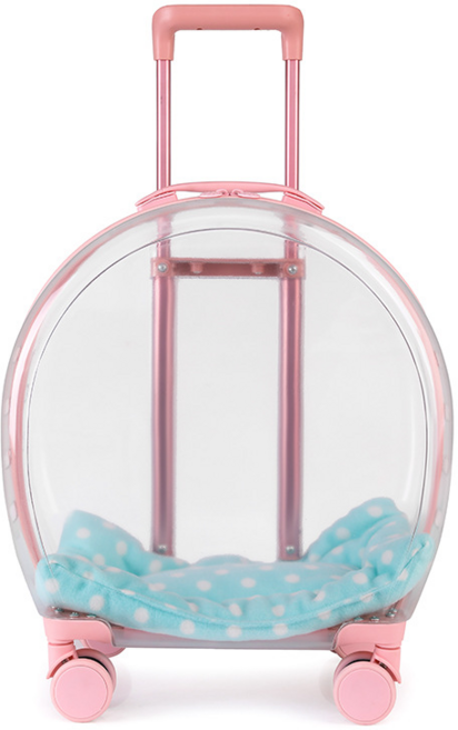 OKRA 투명 캐리어 휴대식 캣백 에어박스 강아지 외출 가방 애완동물 퍼프 박스 1개, 핑크