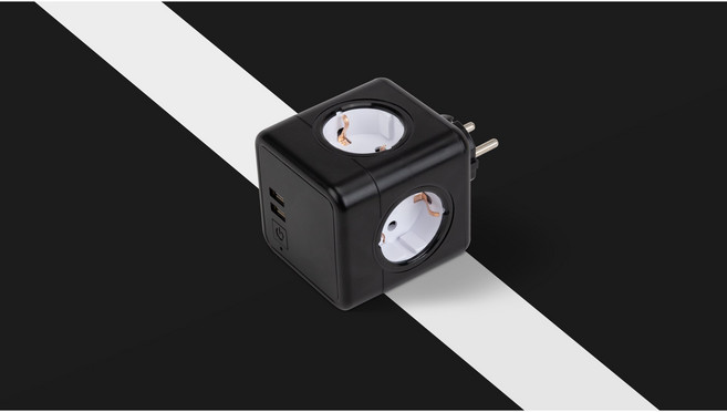 파워아트큐브v2 5구 고용량 선없는 디자인 벽 멀티탭, 1개, 블랙, 77mm