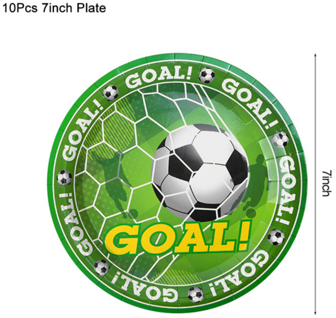 축구 파티 일회용 식기 종이 접시 컵 냅킨 식탁보 소년 축구 생일 파티 장식 용품, [07] 10pcs 7inch plate