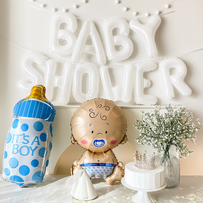 메리파티 젠더리빌 베이비샤워 아기 풍선 올인원 파티 세트, 1세트, 베이비샤워세트[구성품7종+손펌프]_남아