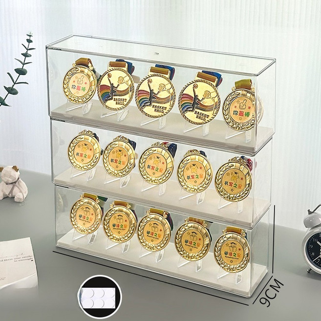 마라톤 메달 디스플레이 스탠드 명예 기념 코인 보관함 다기능 정리대 심플한 디자인 공구 불필요 DS RS, 8 긴 상자 3개⭐브래킷 15개 + 고정 접착제 포함