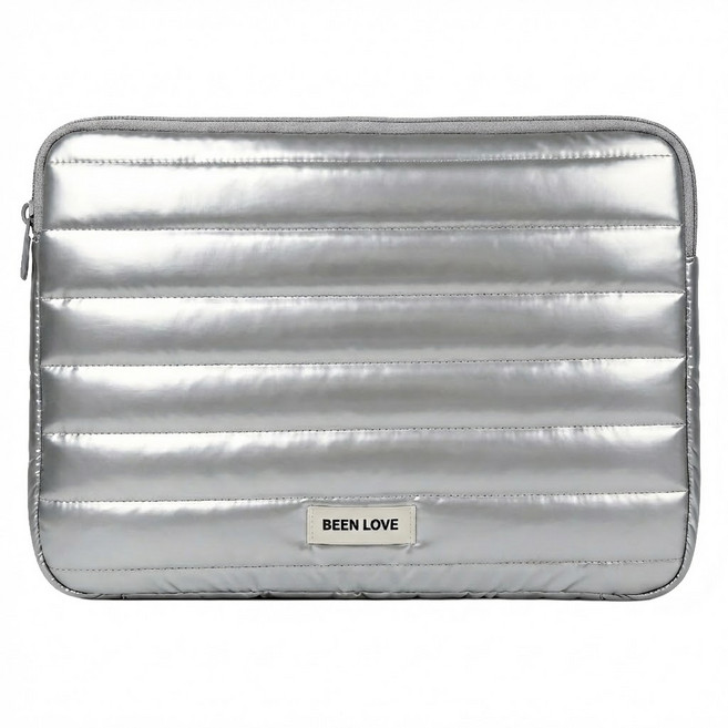 KKP 트렌디 메탈릭 실버 패딩 노트북 파우치 아이패드 태블릿 케이스, 1개, 은색