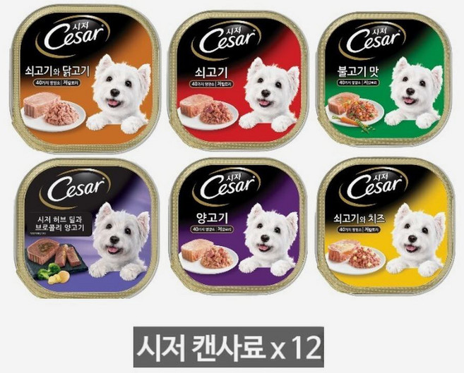 시저 강아지 습식 통조림 캔 100g 6개+ 6개, 09.연어와감자x6, 09.연어와감자x6, 연어와감자