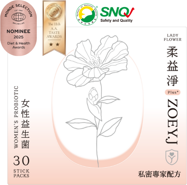 ZOEY.J 柔益淨 Lady Flower 女性益生菌 Plus 30包, 1個, 30份