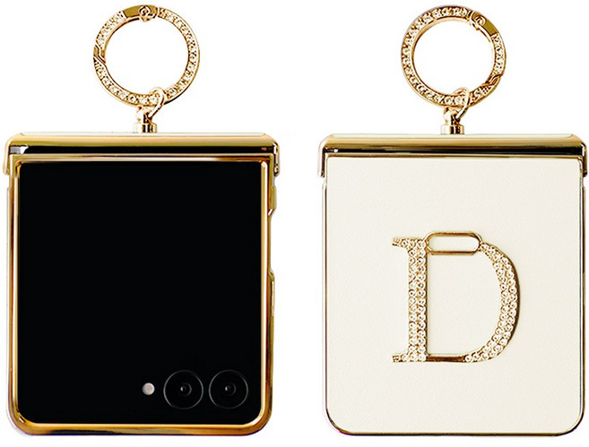 갤럭시 Z플립 3 4 5 6 지플립 힌지보호 핑거링 D로고 골드큐빅 케이스