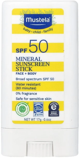 무스텔라 영아 - 어린이 미네랄 자외선 차단제 스틱 SPF 50 17g(0.6oz), 17g, 1개 - 쿠팡