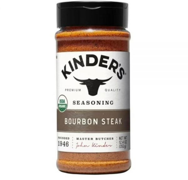 Kinder's 유기농 버번 스테이크 시즈닝 USDA 인증 글루텐 프리 351.5g(11온스) 쉐이커 스테이크 버거 찹 로스트용 241634, Kinder's 유기농 버번 스테이크 시즈닝, USDA, 352g, 1개
