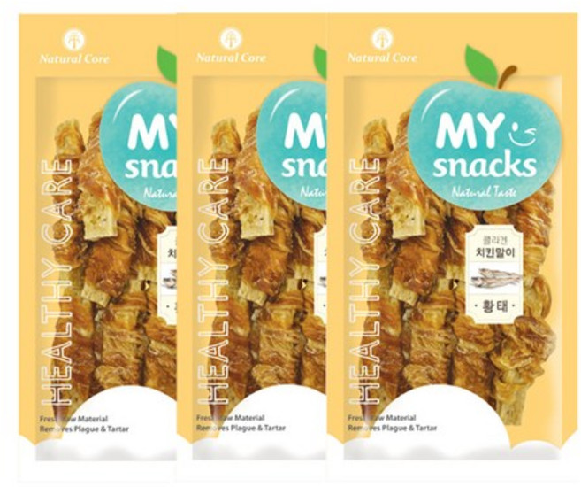 네츄럴코어 콜라겐 치킨말이 강아지 간식, 황태맛, 60g, 9개