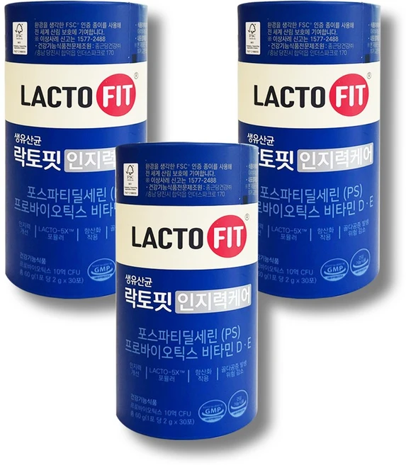 종근당건강 락토핏 인지력 케어 30p, 60g, 3개 - 쿠팡