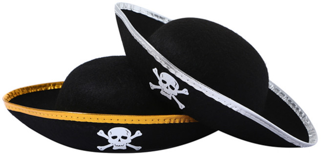 [피앤비유니티]할로윈 장신구모음 200여종 악마뿔머리띠 가면 팔찌 안경 넥타이 마녀모자 등, D-3-01)해적모자 금박소