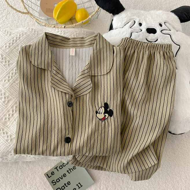 일본 시스템 HelloKitty 여름용 여성용 잠옷 순면 거즈 반팔 반바지 세트 귀여운 홈웨어 여름