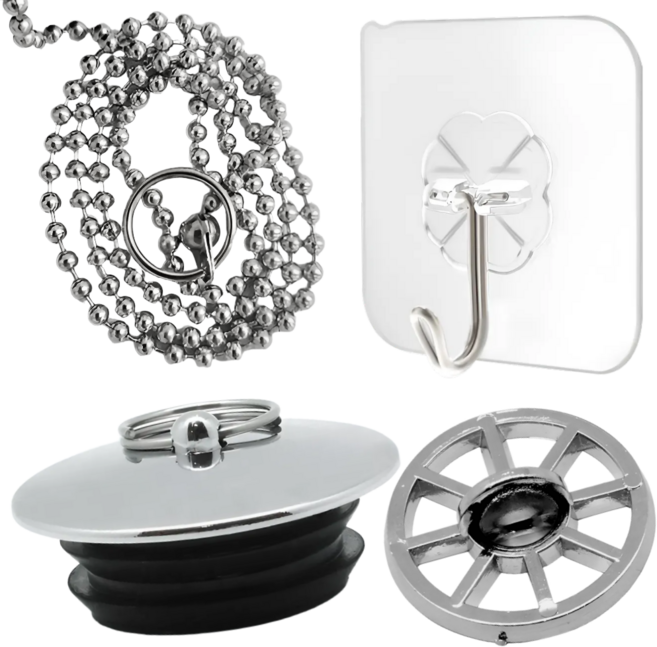 와이비바스 욕조마개+욕조 거름망+욕조 마개 홀더+욕조 마개줄 4종, 세트