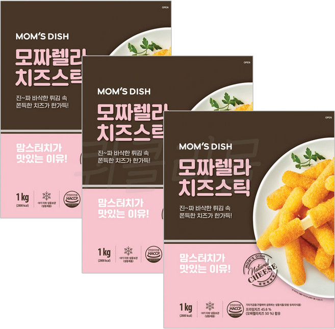 맘스터치 모짜렐라 치즈스틱 1kg, 3개